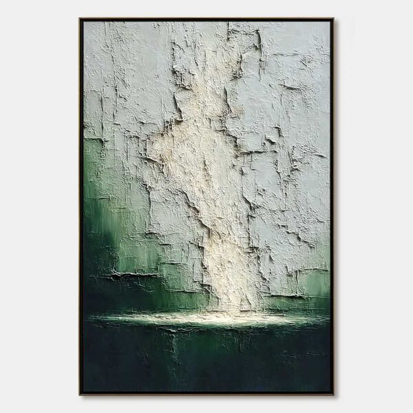 VERDANT CHASM: Textured Wabi Sabi Abstract Landscape Painting