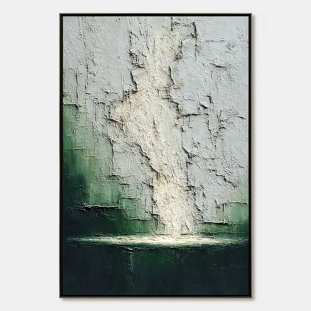 VERDANT CHASM: Textured Wabi Sabi Abstract Landscape Painting
