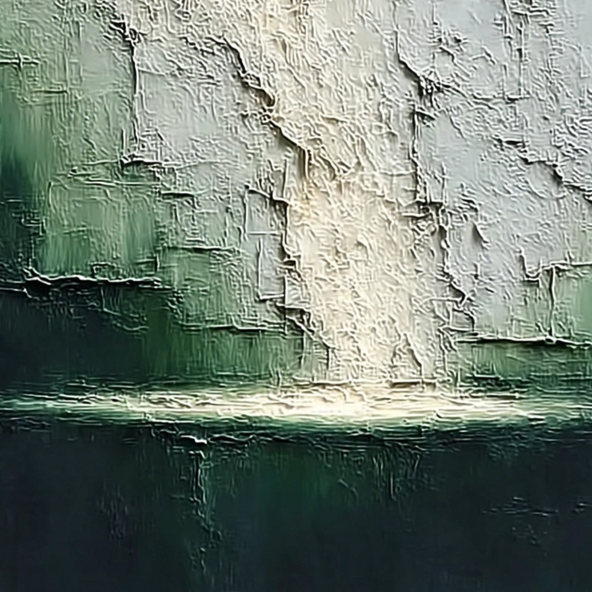 VERDANT CHASM: Textured Wabi Sabi Abstract Landscape Painting - Image 3