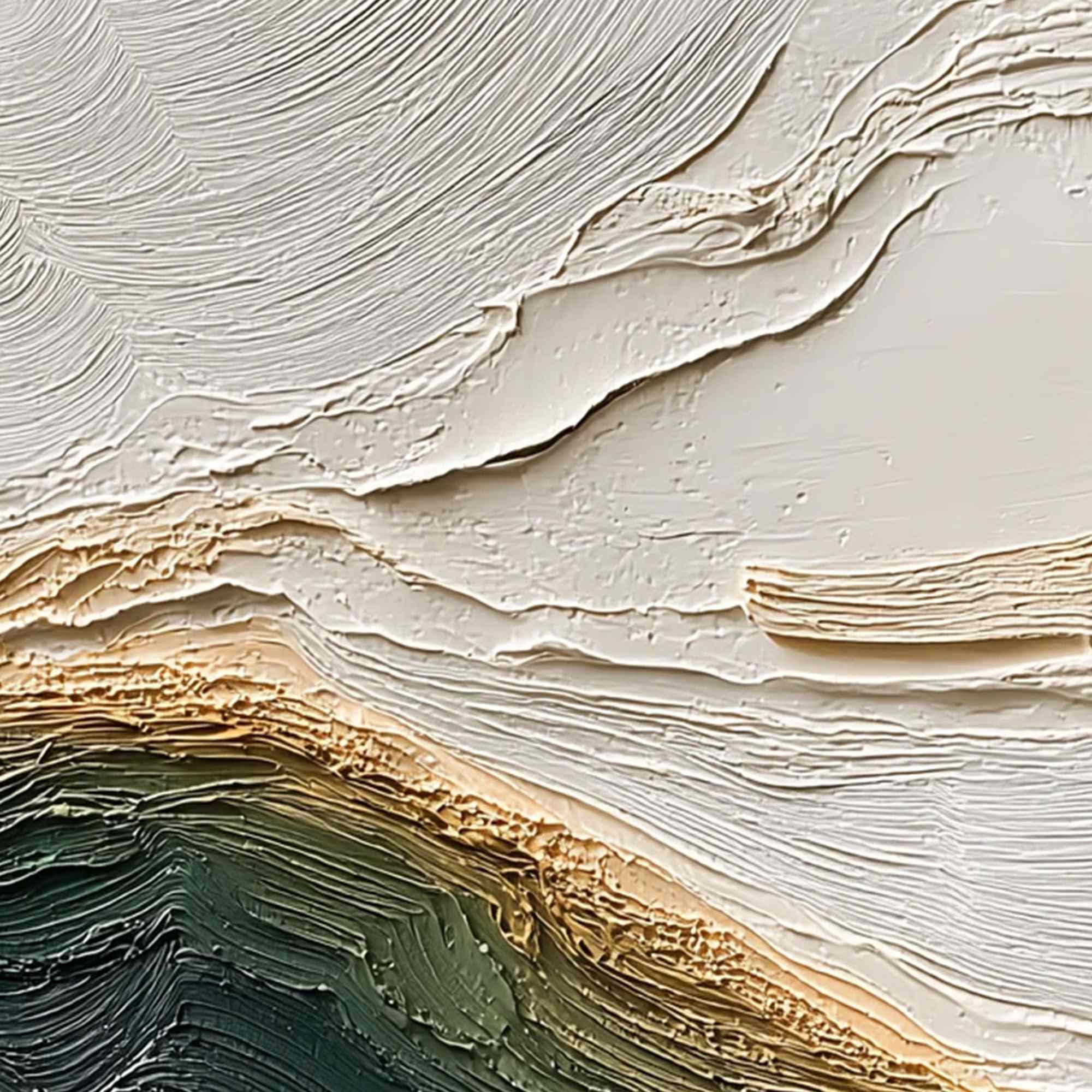 VERDANT COAST: Wabi Sabi Style Textured Abstract Landscape Painting - Image 5