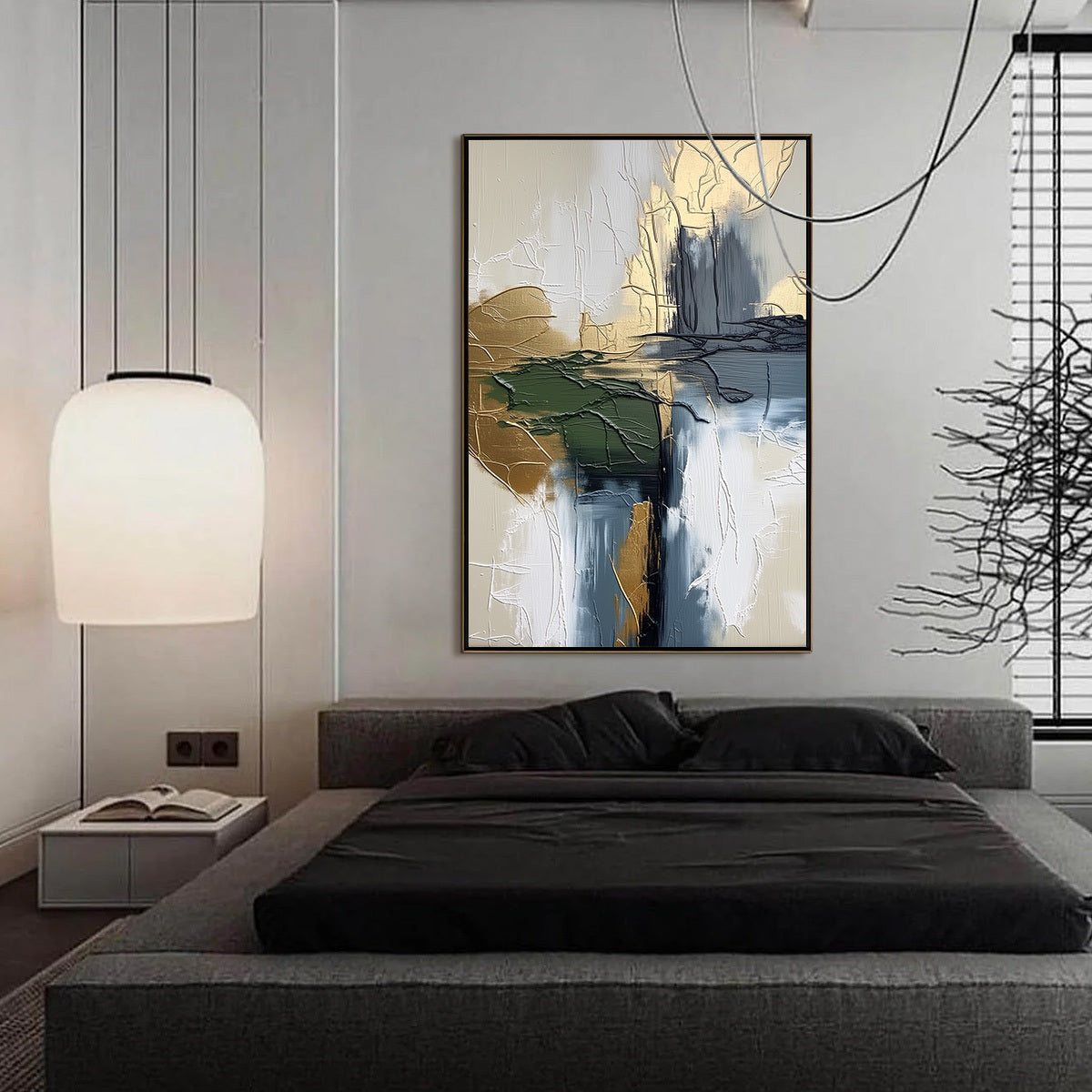 VERDANT ECHO: Textured Wabi Sabi Abstract Landscape Painting - Image 4