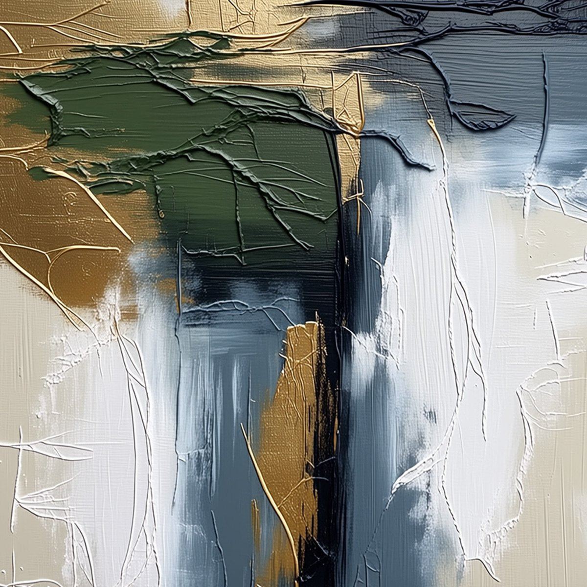 VERDANT ECHO: Textured Wabi Sabi Abstract Landscape Painting - Image 5