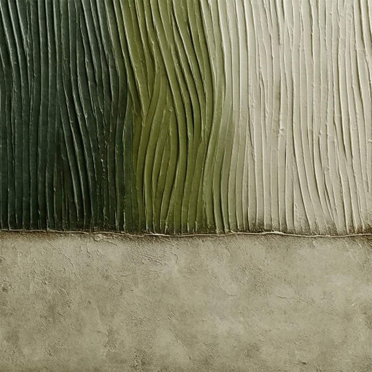 VERDANT GROOVE: Textured Wabi Sabi Abstract Landscape Painting - Image 5