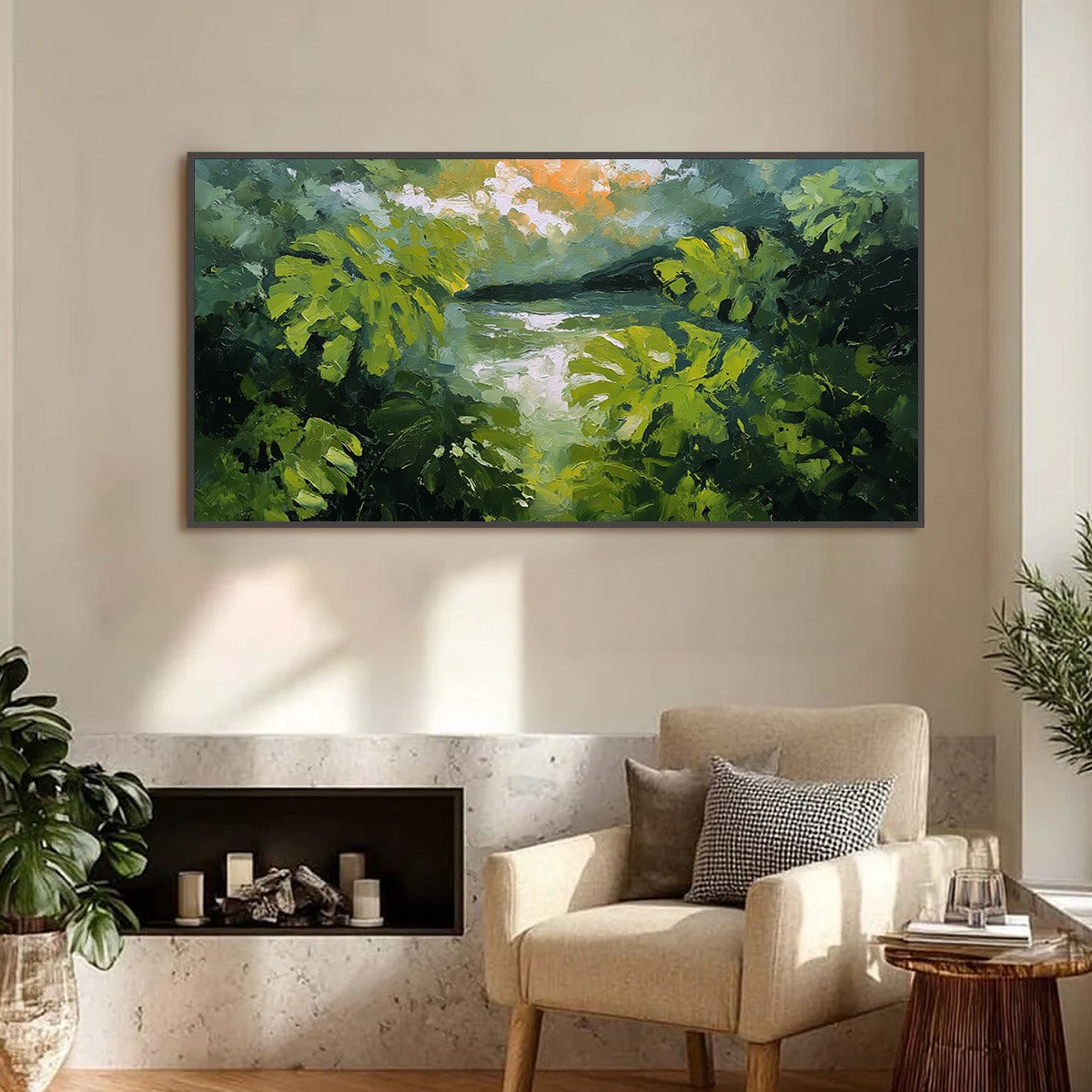 VERDANT HIDEAWAY: Textured Impasto Painting of a Forest Lake - Image 2