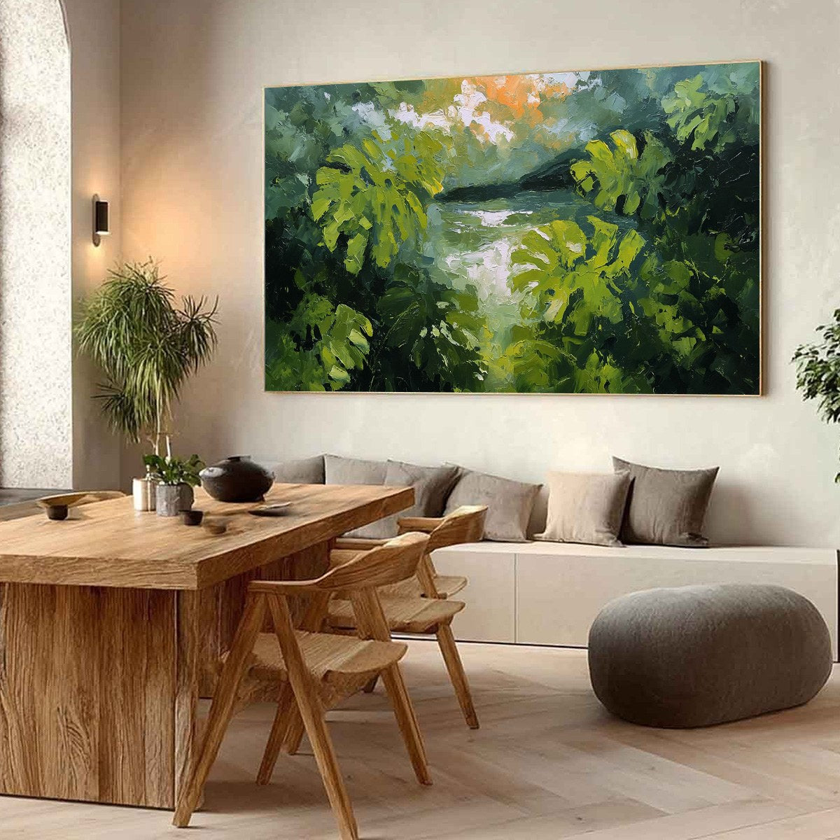 VERDANT HIDEAWAY: Textured Impasto Painting of a Forest Lake - Image 7