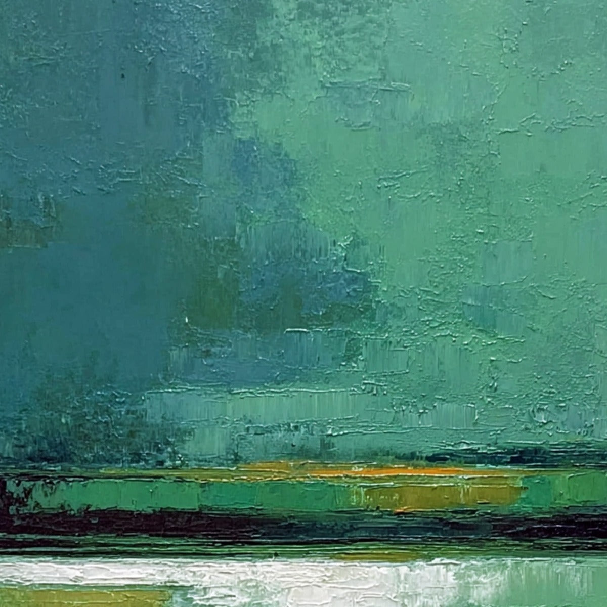 VERDANT HORIZON: Textured Wabi Sabi Abstract Landscape Painting - Image 5