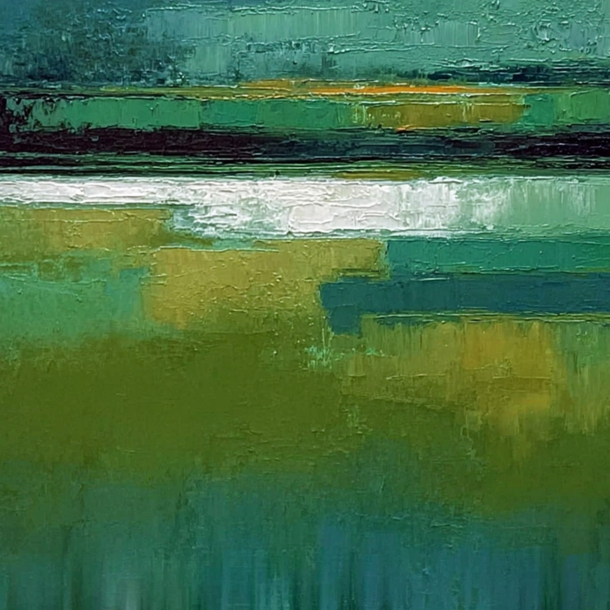 VERDANT HORIZON: Textured Wabi Sabi Abstract Landscape Painting - Image 3