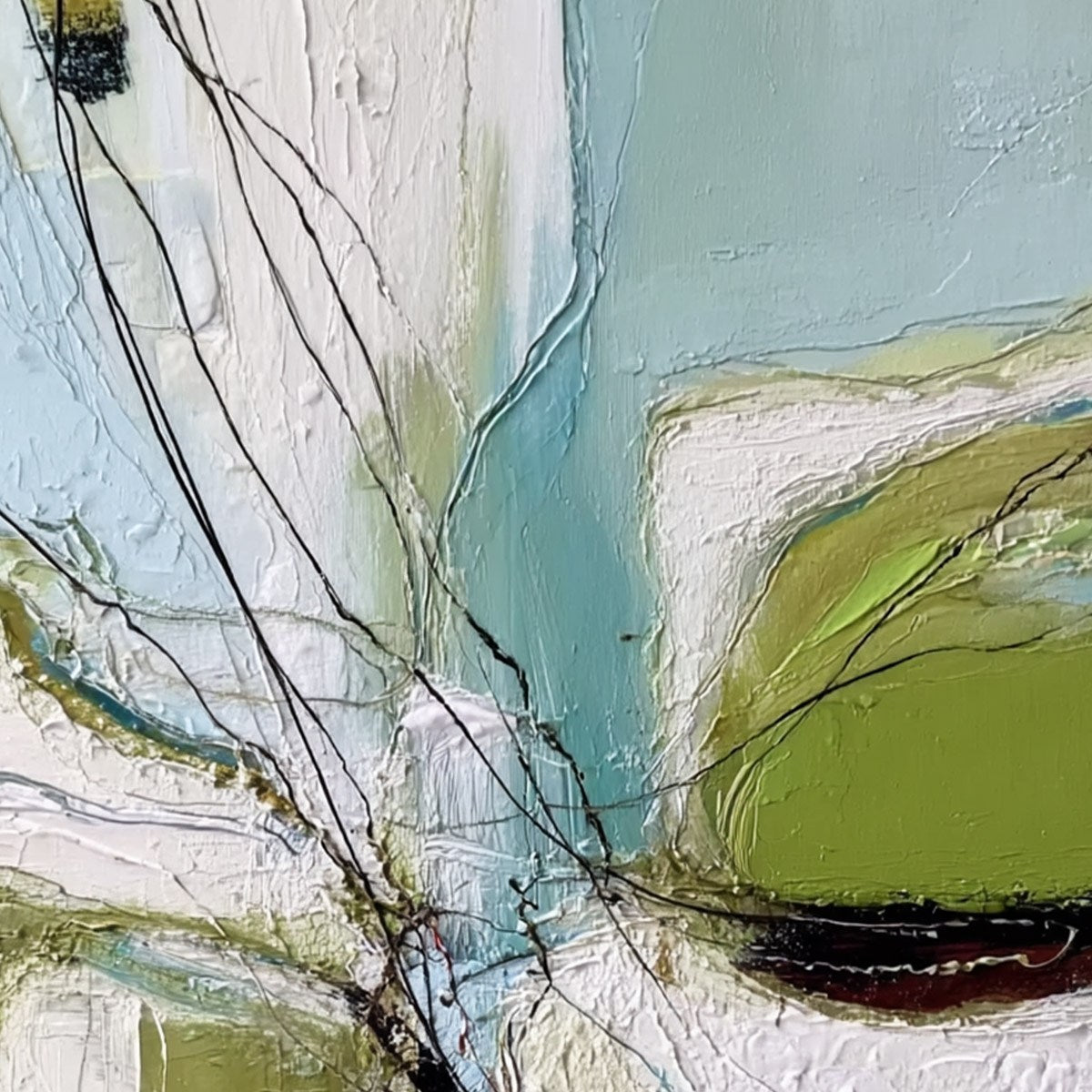 VERDANT NEXUS: Textured Abstract Painting with Green and Blue Hues - Image 5