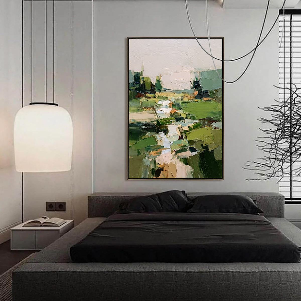 VERDANT PATH: Textured Abstract Landscape Oil Painting for Modern Home Decor - Image 4