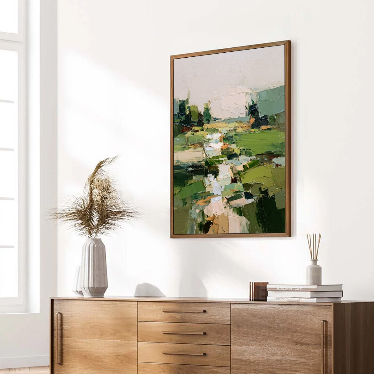 VERDANT PATH: Textured Abstract Landscape Oil Painting for Modern Home Decor - Image 8