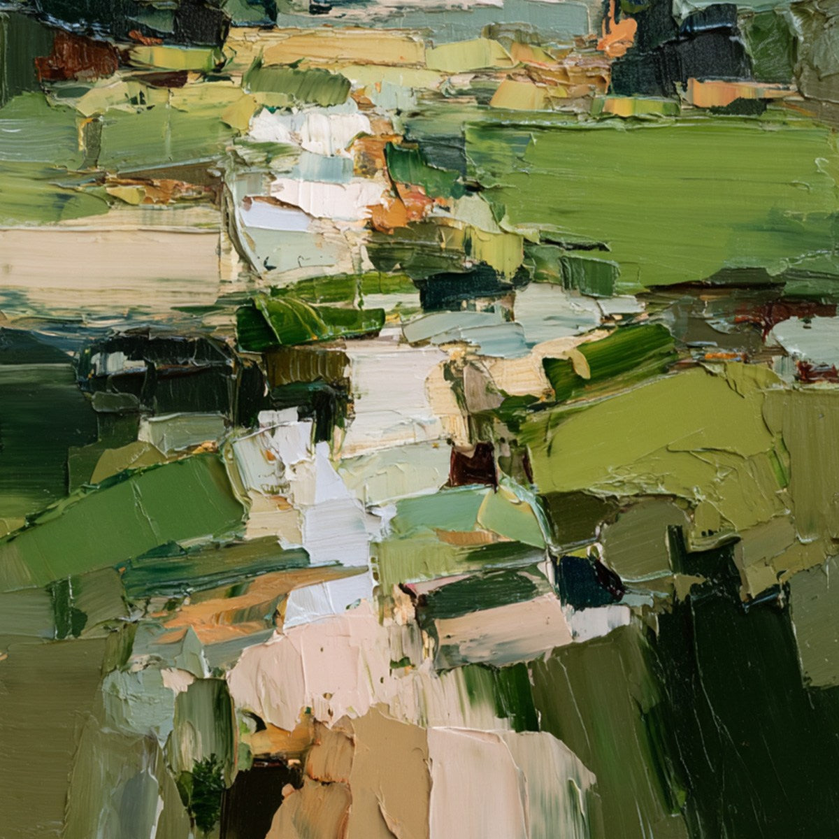 VERDANT PATH: Textured Abstract Landscape Oil Painting for Modern Home Decor - Image 5