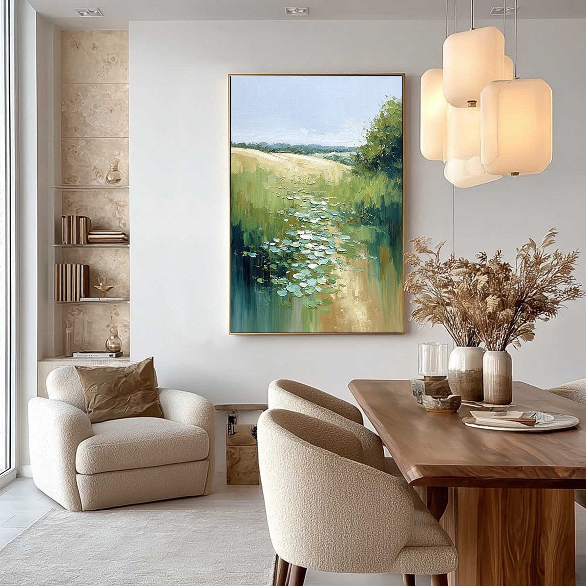 VERDANT PATH: Textured Impasto Landscape Painting - Image 4