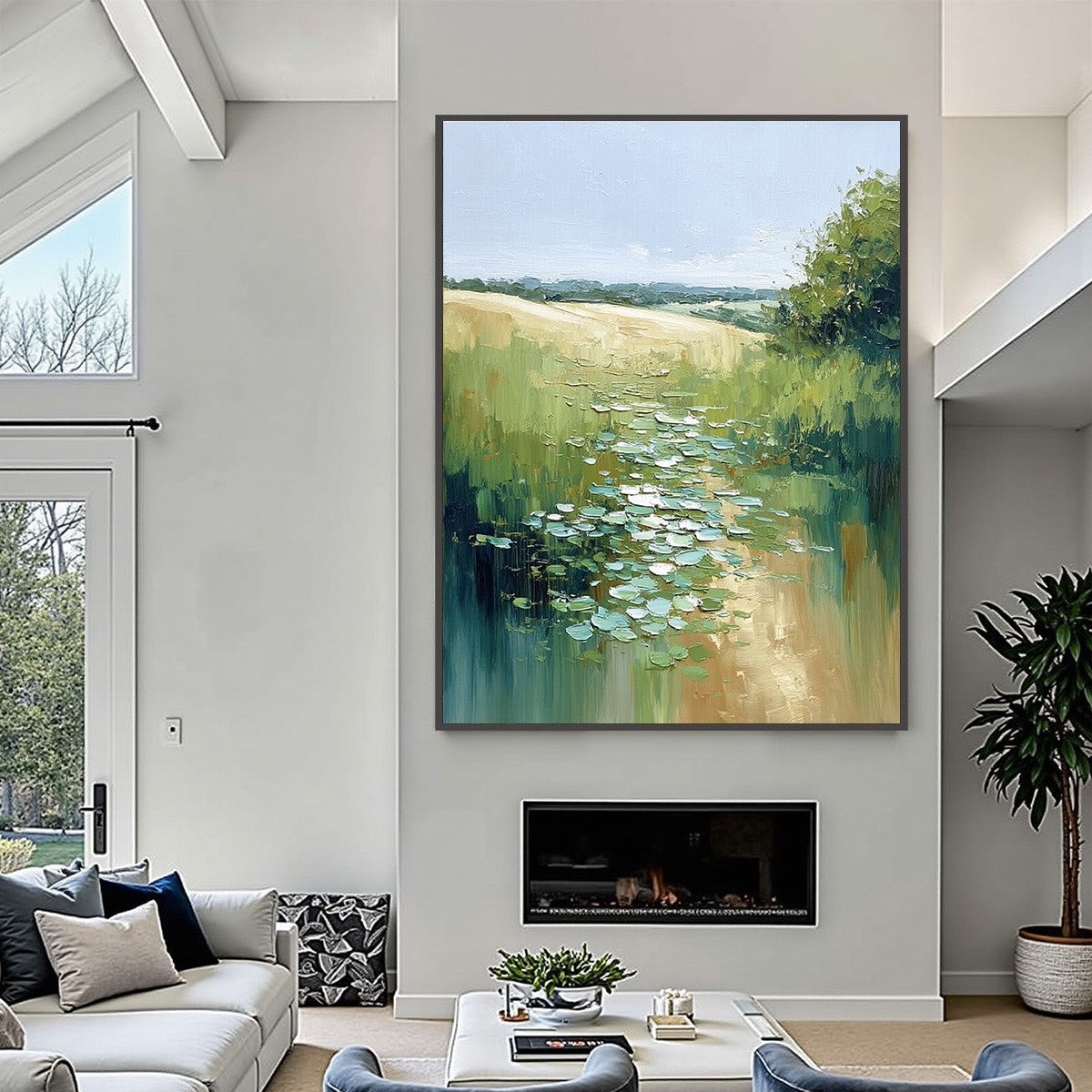 VERDANT PATH: Textured Impasto Landscape Painting - Image 2