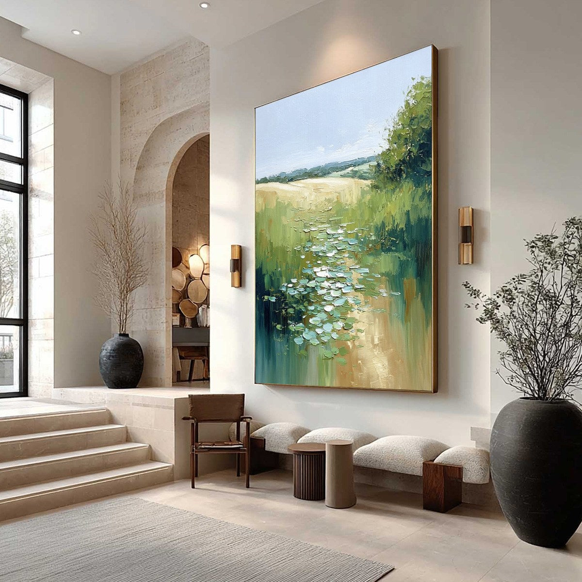 VERDANT PATH: Textured Impasto Landscape Painting - Image 7