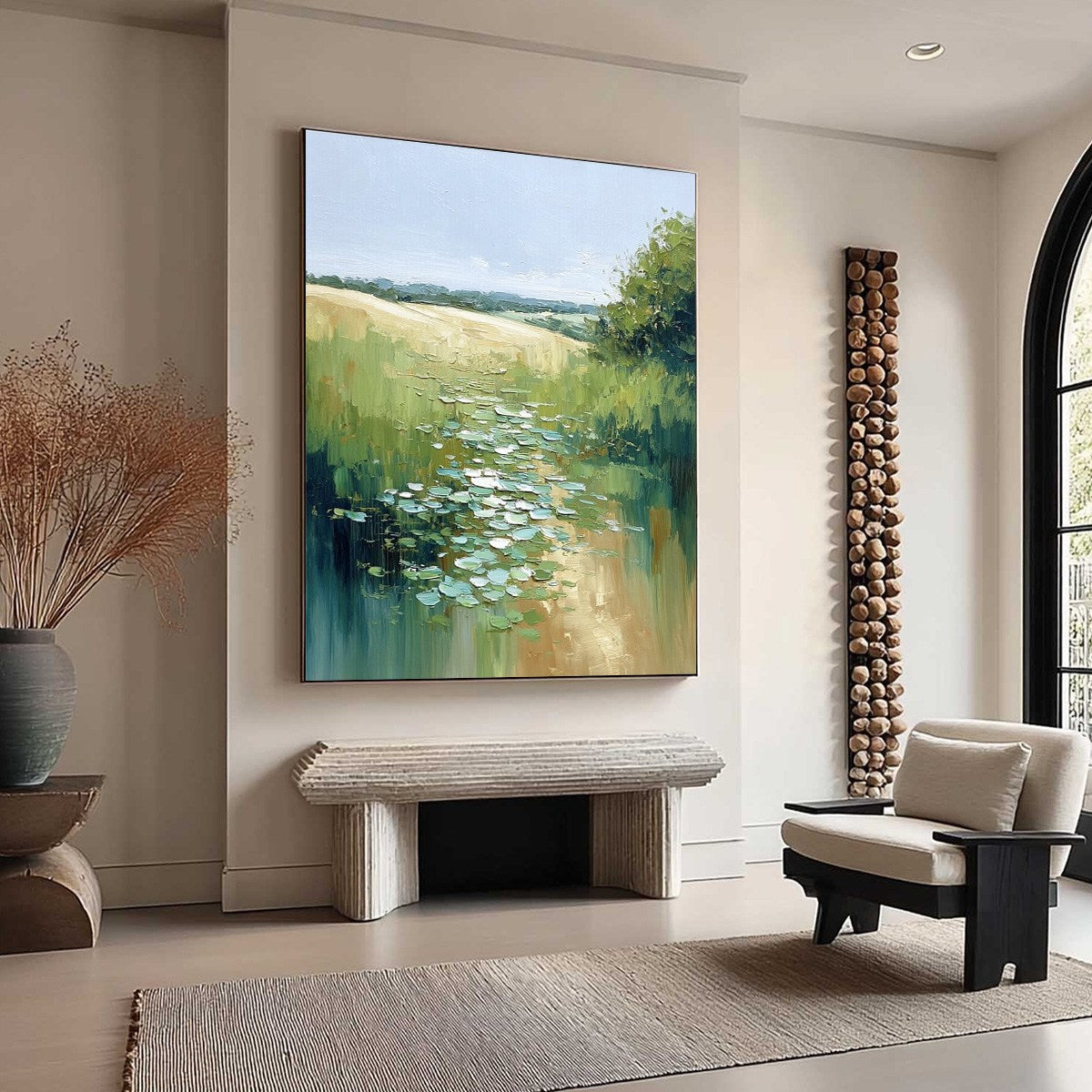 VERDANT PATH: Textured Impasto Landscape Painting - Image 8