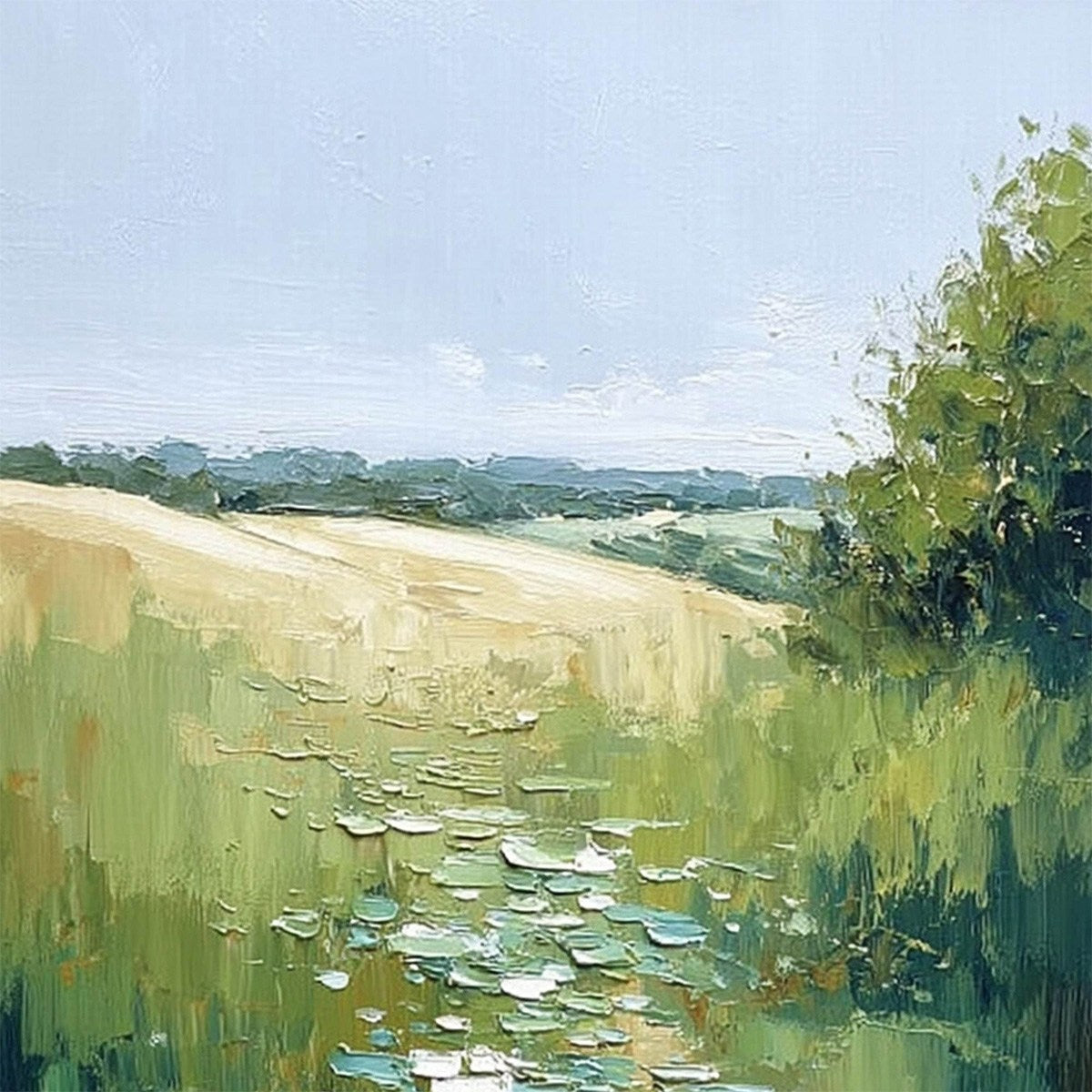 VERDANT PATH: Textured Impasto Landscape Painting - Image 5