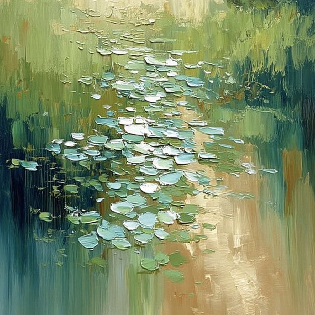 VERDANT PATH: Textured Impasto Landscape Painting - Image 3