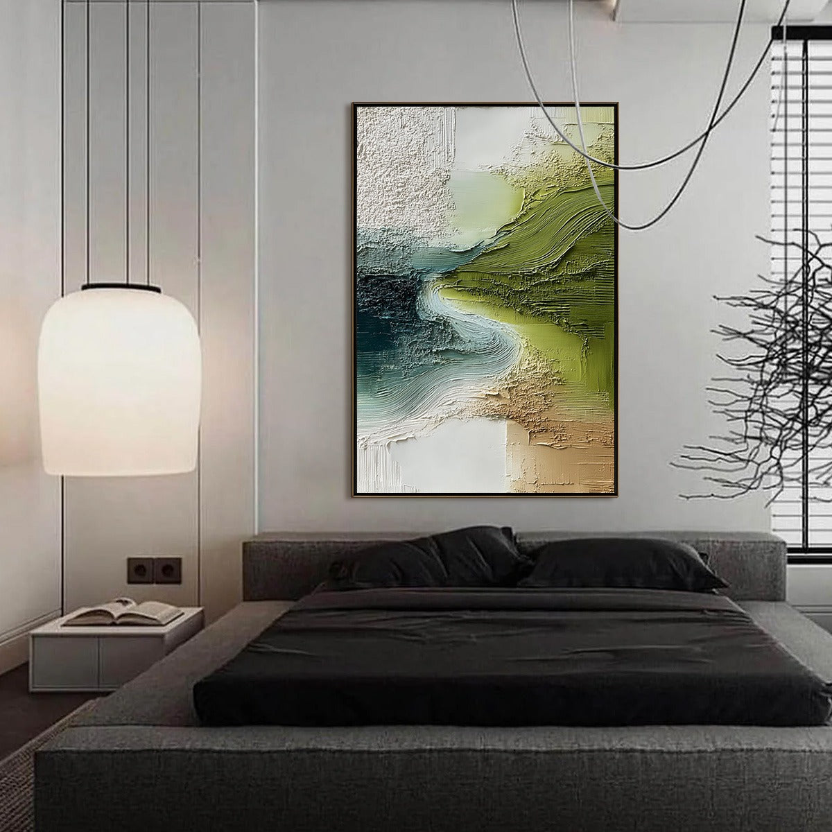 VERDANT PATH: Textured Wabi Sabi Abstract Landscape Painting - Image 4