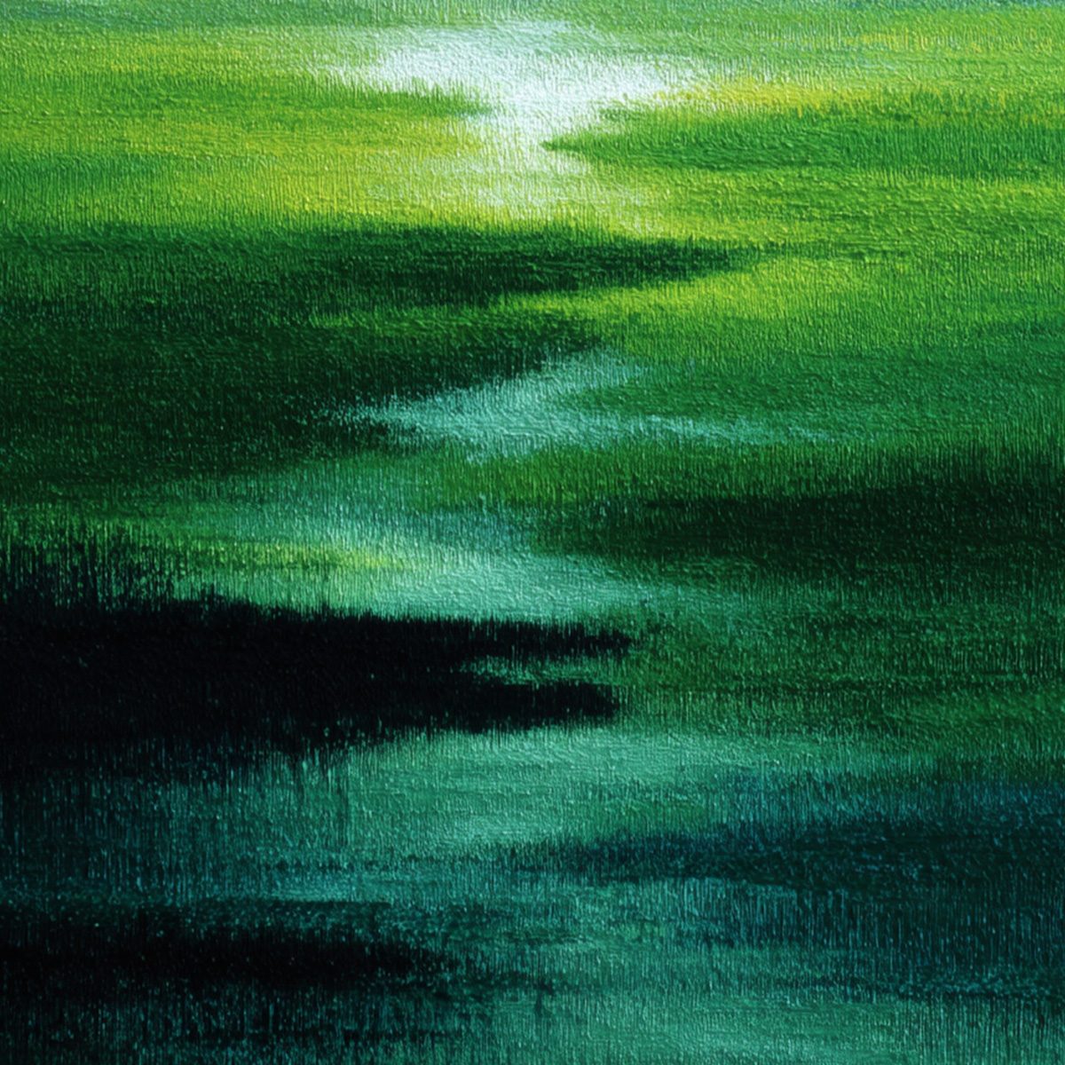 VERDANT REVERIE: Abstract Green Landscape Oil Painting - Image 5