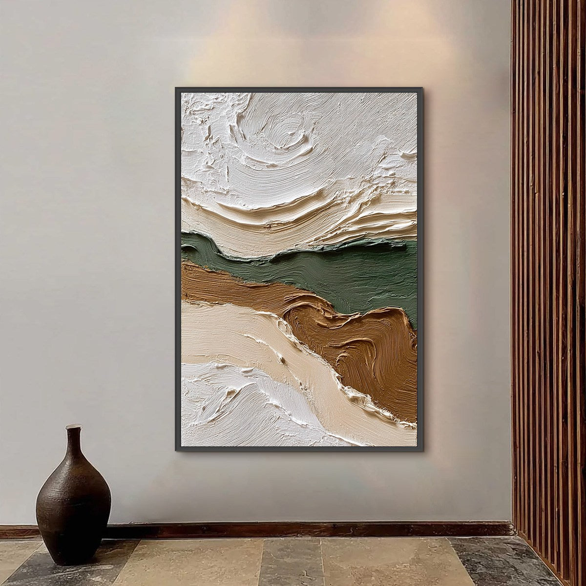 VERDANT RIDGE: Textured Wabi Sabi Abstract Landscape Painting - Image 6