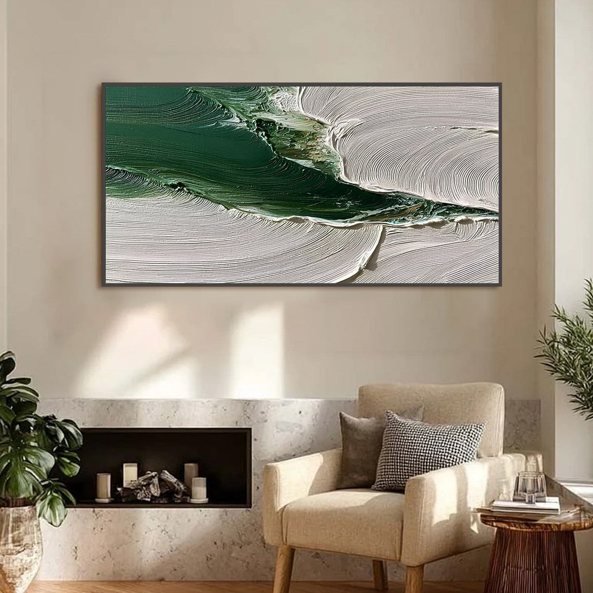 VERDANT RIFT: Heavy Texture Abstract Landscape Oil Painting - Image 2