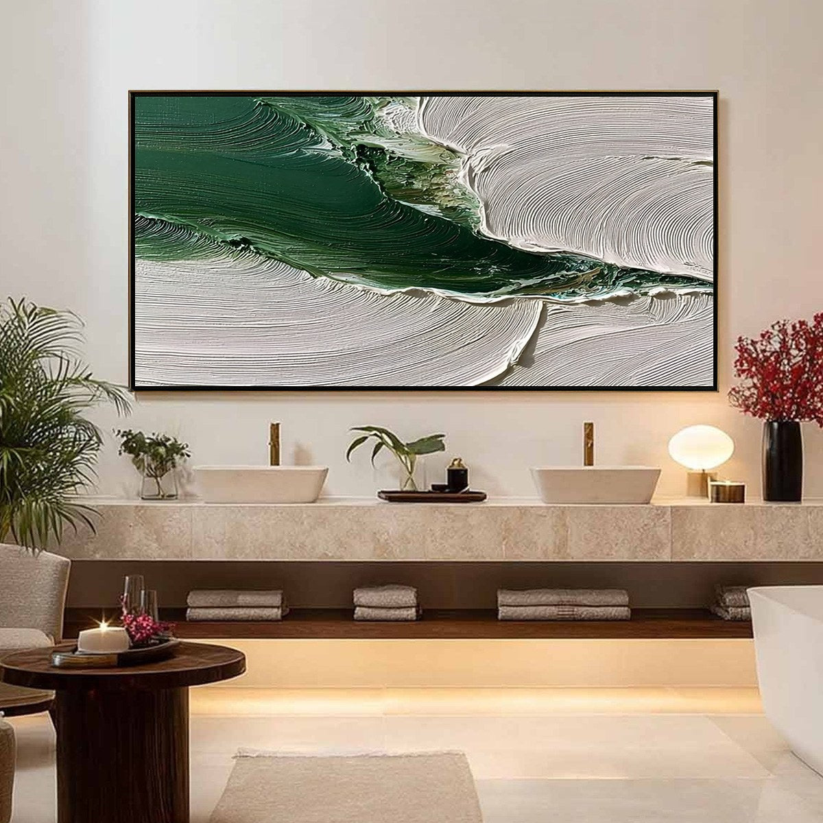 VERDANT RIFT: Heavy Texture Abstract Landscape Oil Painting - Image 4