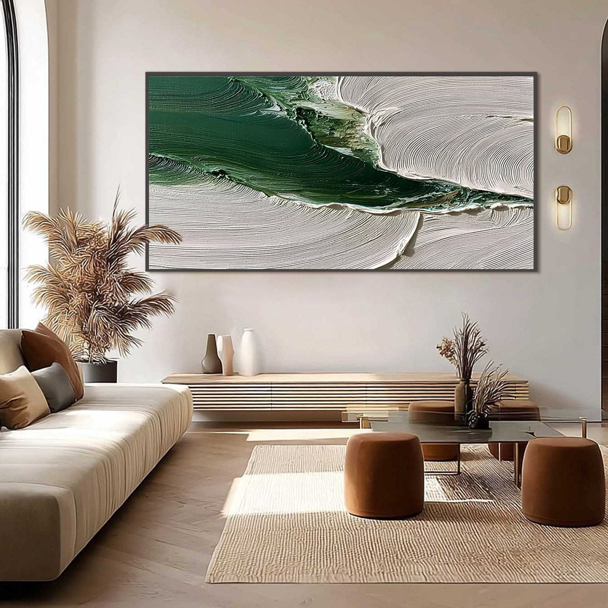 VERDANT RIFT: Heavy Texture Abstract Landscape Oil Painting - Image 6