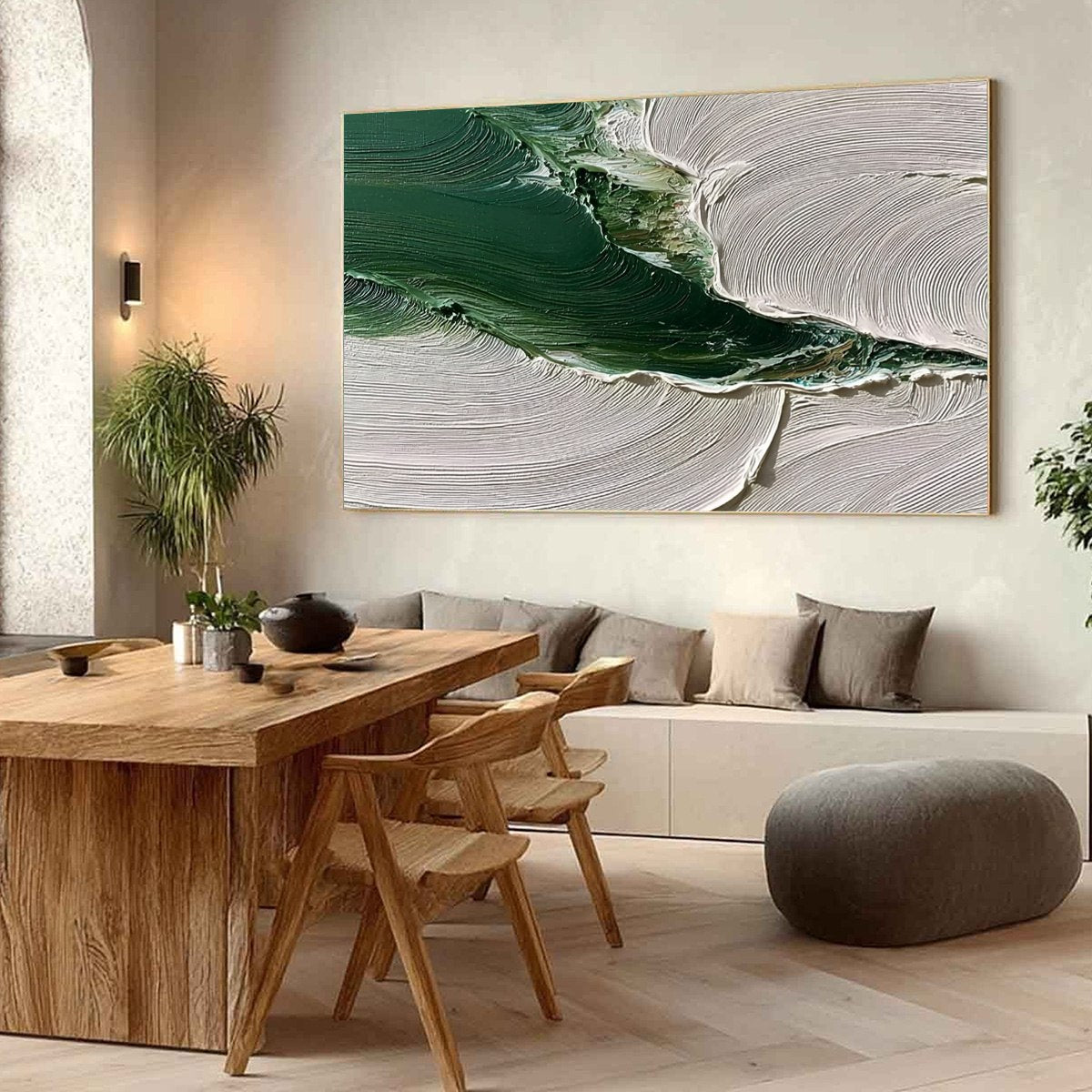 VERDANT RIFT: Heavy Texture Abstract Landscape Oil Painting - Image 7