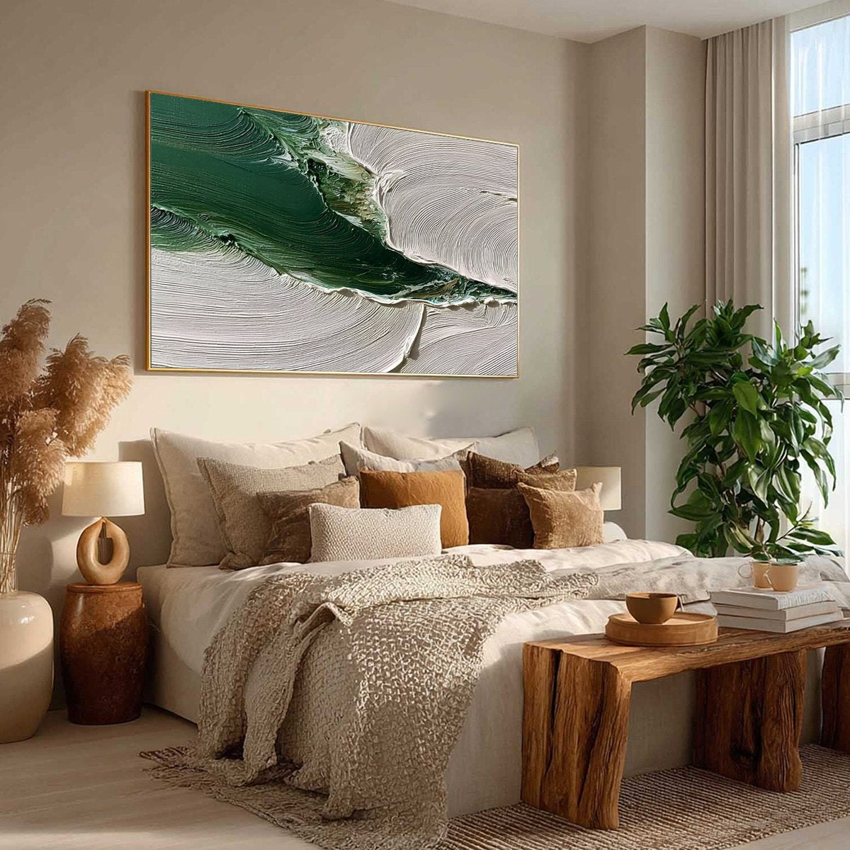 VERDANT RIFT: Heavy Texture Abstract Landscape Oil Painting - Image 8
