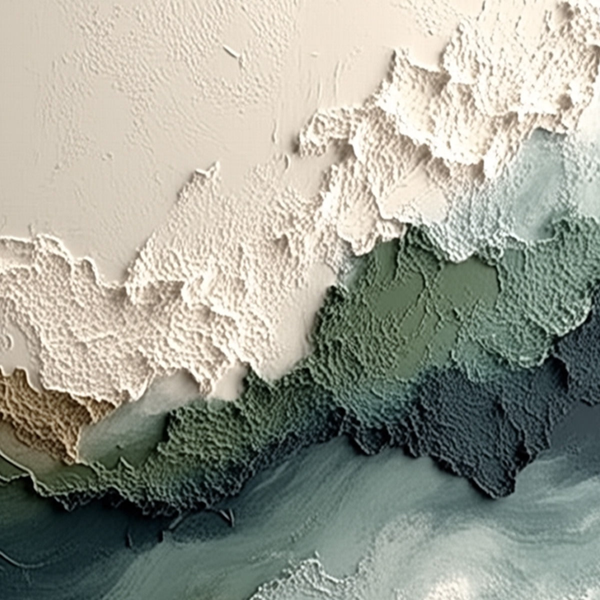 VERDANT RIFT: Textured Wabi Sabi Abstract Landscape Painting - Image 5