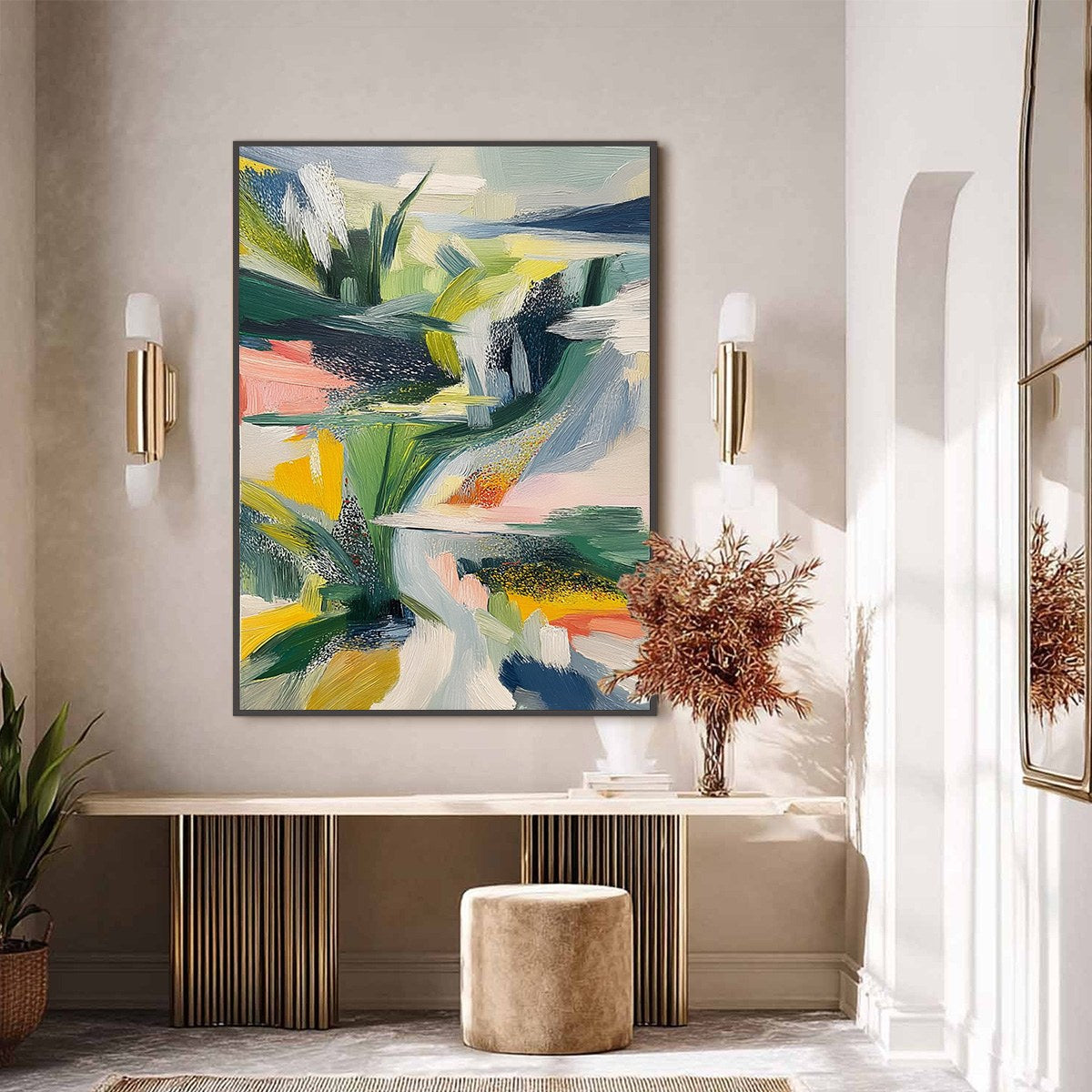 VERDANT RUSH: Vibrant Textured Abstract Landscape Painting - Image 6