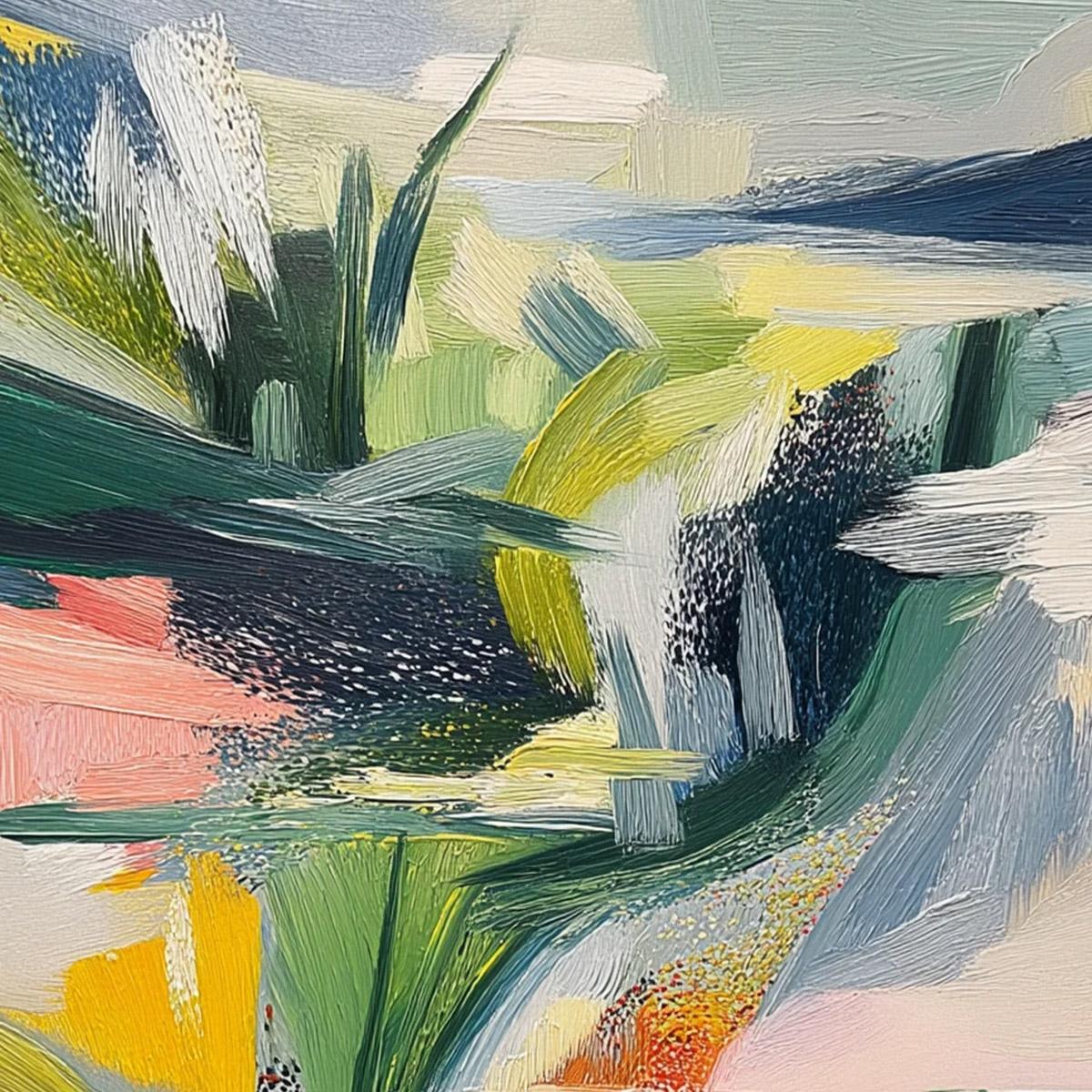 VERDANT RUSH: Vibrant Textured Abstract Landscape Painting - Image 3