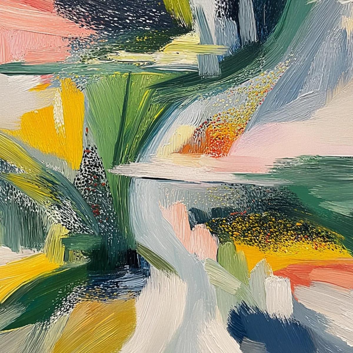 VERDANT RUSH: Vibrant Textured Abstract Landscape Painting - Image 5