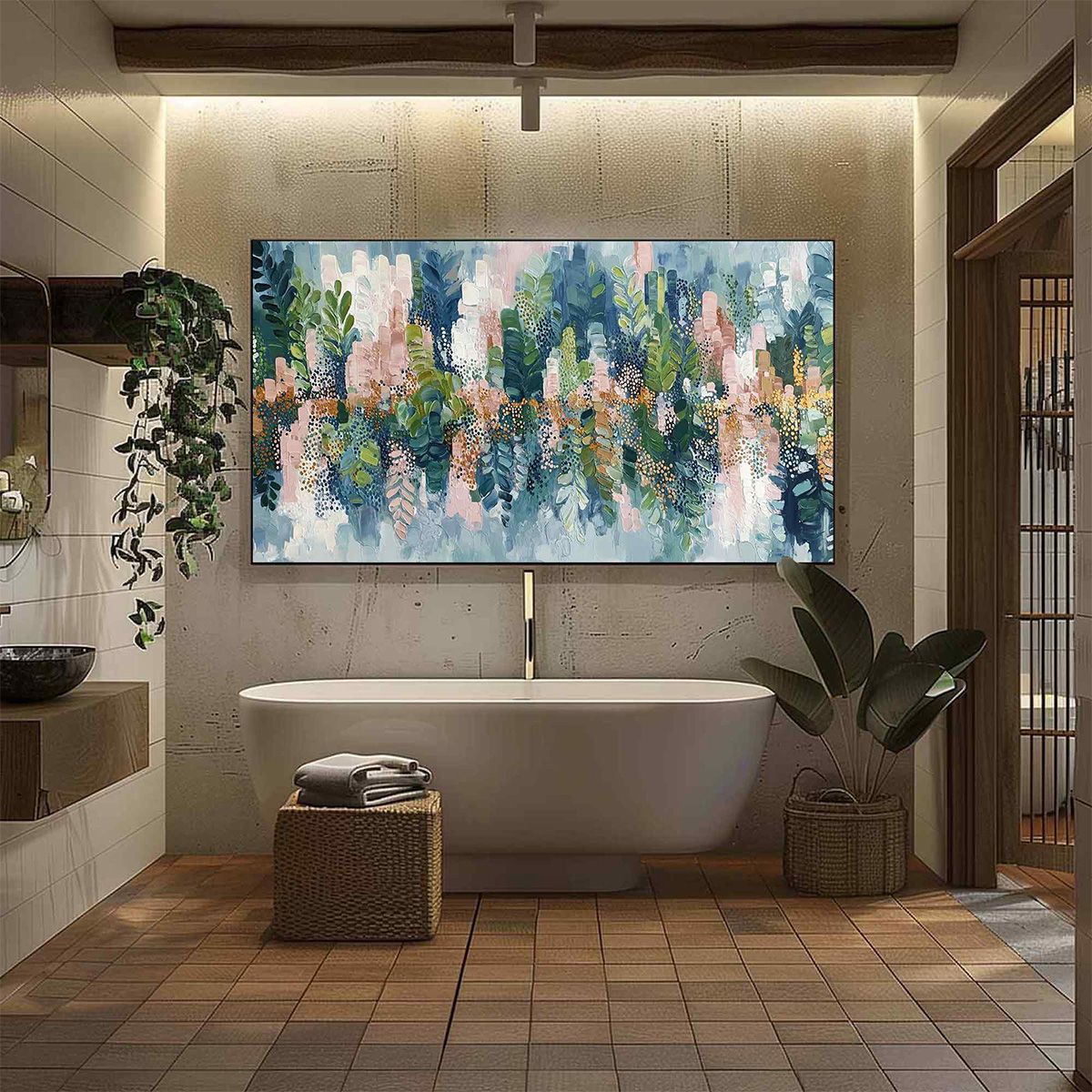 VERDANT SANCTUARY: Colorful Abstract Botanical Textured Painting - Image 6