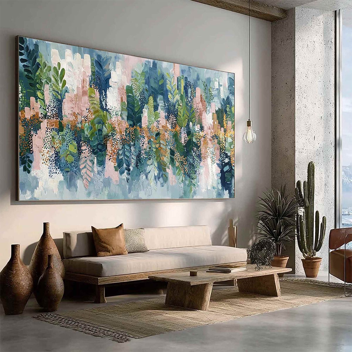 VERDANT SANCTUARY: Colorful Abstract Botanical Textured Painting - Image 8