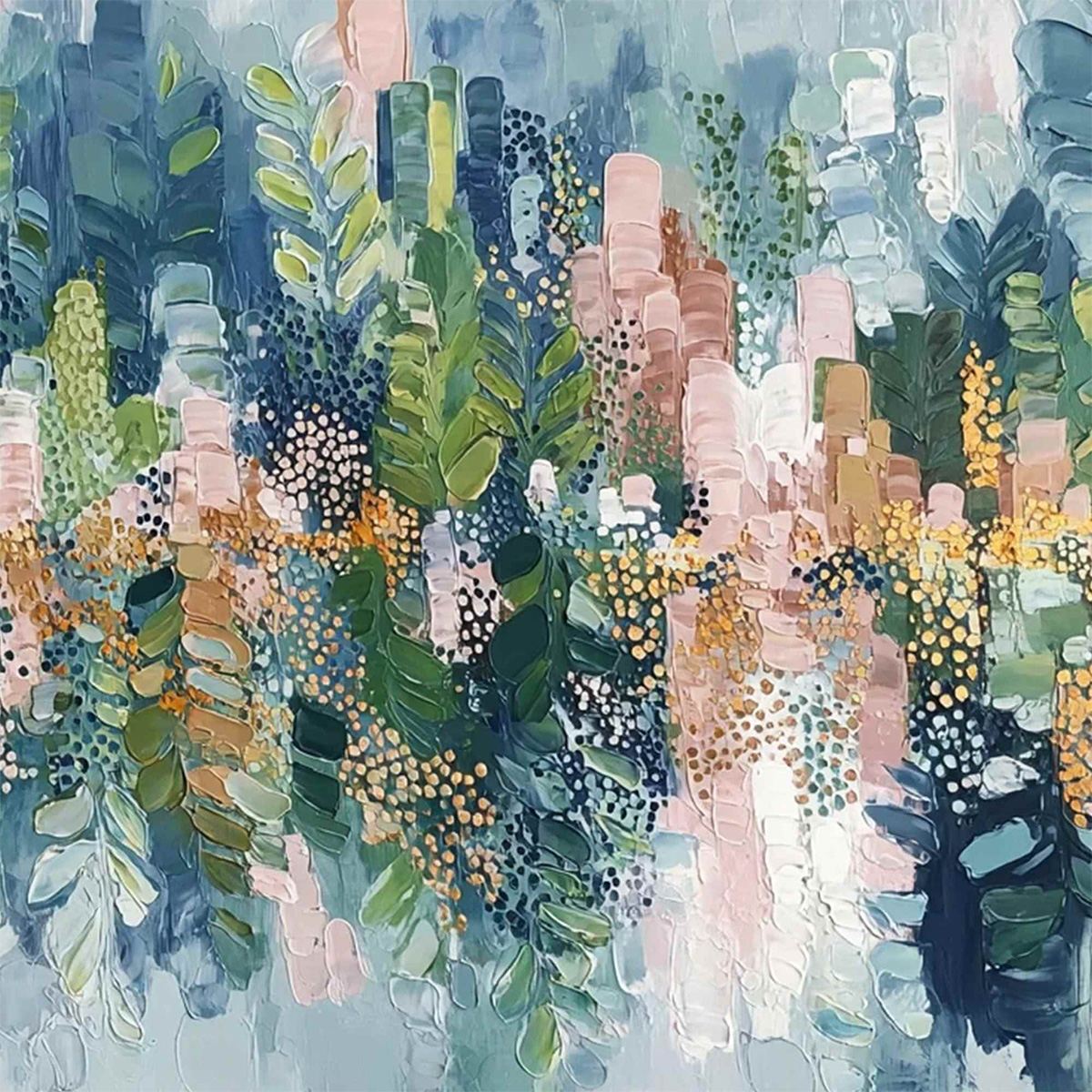 VERDANT SANCTUARY: Colorful Abstract Botanical Textured Painting - Image 5