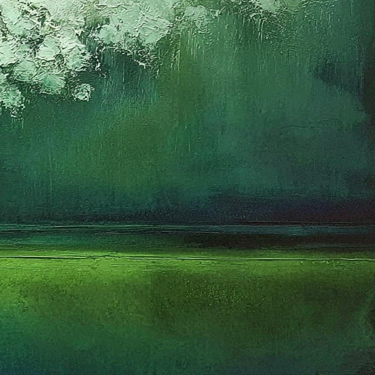 VERDANT STILLNESS: Large Green Abstract Landscape Texture Painting - Image 5