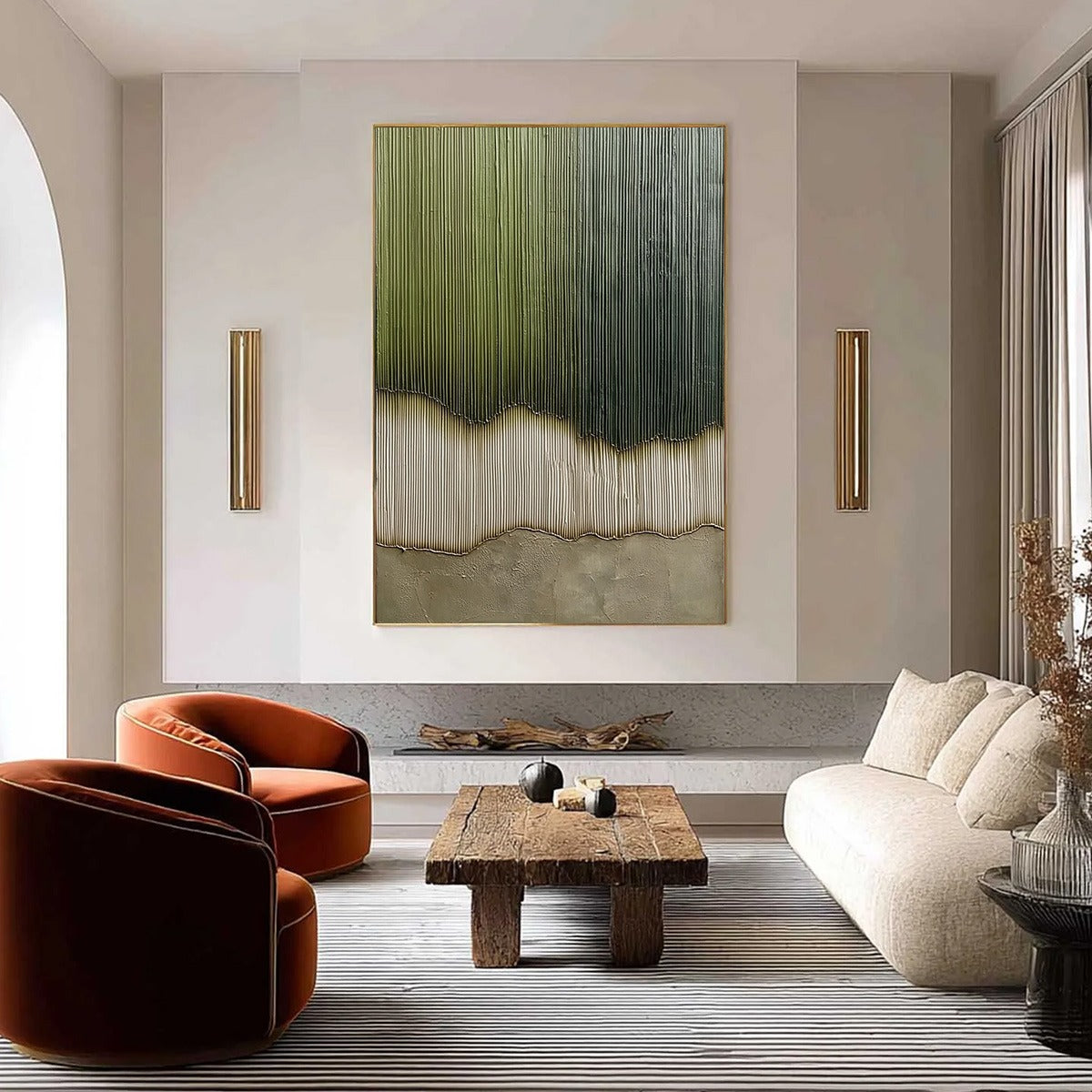 VERDANT STRATA: Textured Wabi Sabi Abstract Earth Painting - Image 2