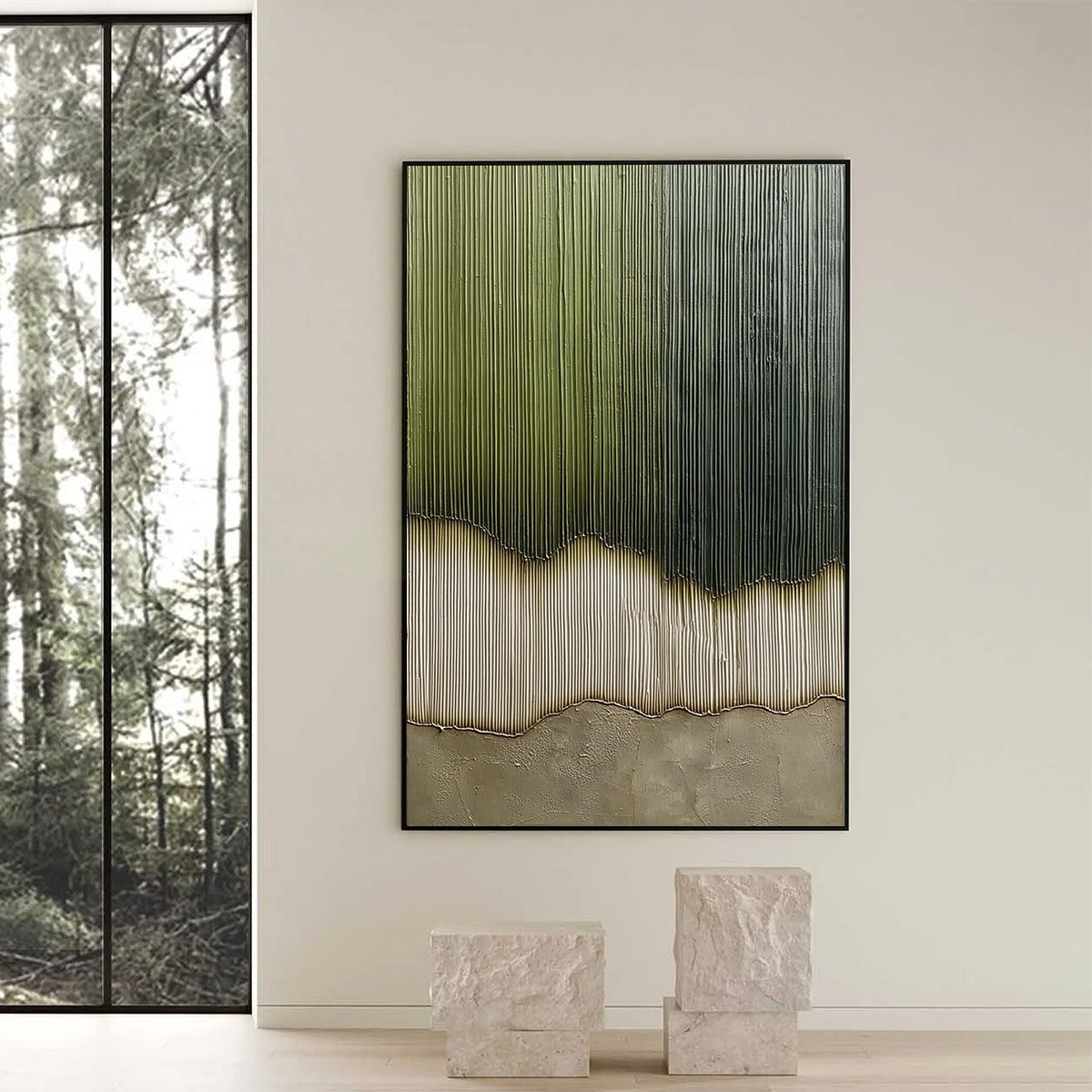VERDANT STRATA: Textured Wabi Sabi Abstract Earth Painting - Image 6