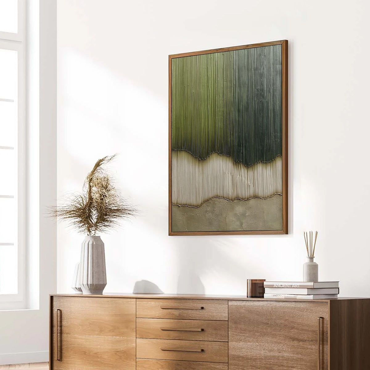 VERDANT STRATA: Textured Wabi Sabi Abstract Earth Painting - Image 8