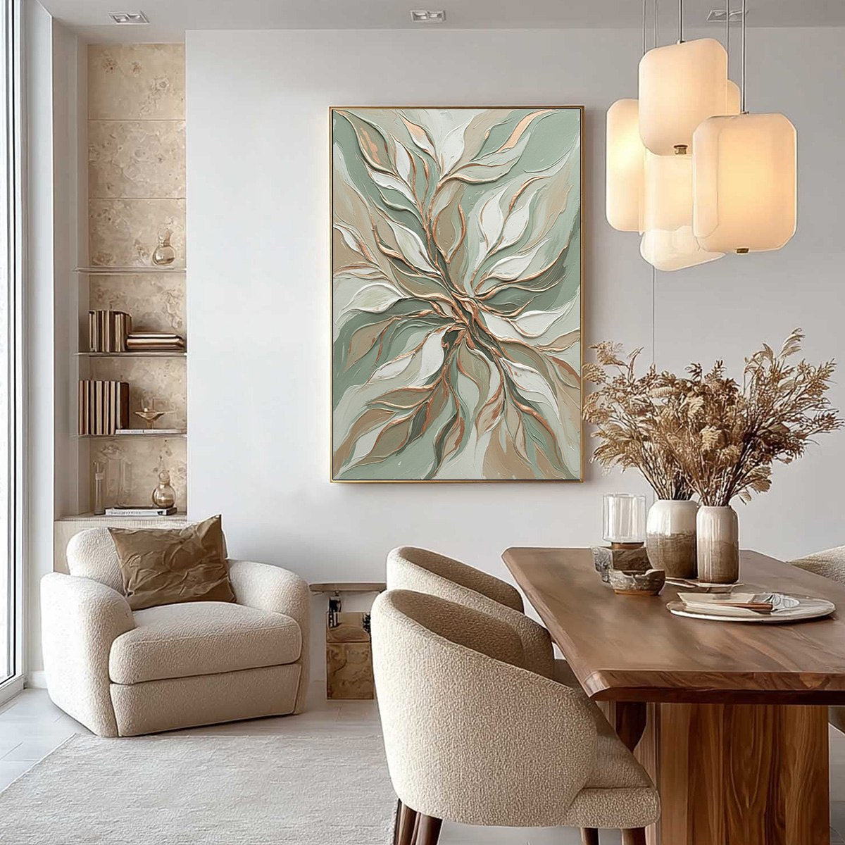 VERDANT WHISPER: Textured Abstract Botanical Leaf Painting - Image 6