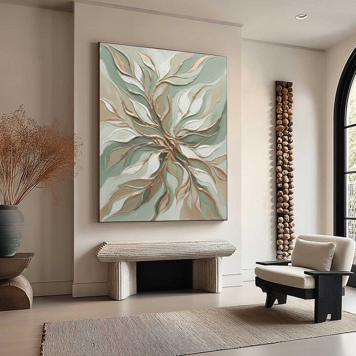 VERDANT WHISPER: Textured Abstract Botanical Leaf Painting - Image 8