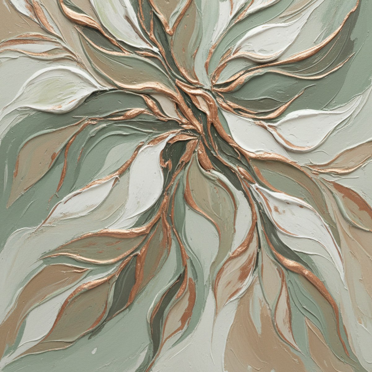 VERDANT WHISPER: Textured Abstract Botanical Leaf Painting - Image 5