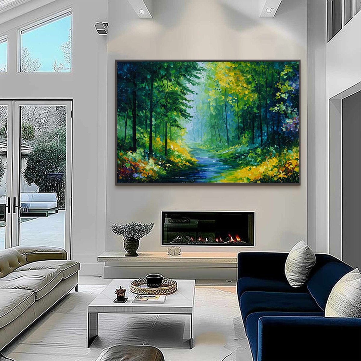 VERDANT WHISPER: Textured Palette Knife Forest Landscape Oil Painting - Image 6