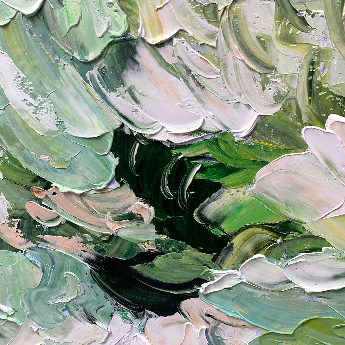 VERDANT BLOOM: Textured Abstract Floral Painting - Image 3