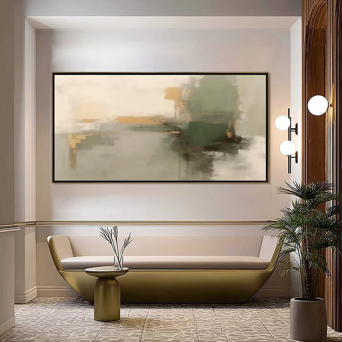 VERDANT ECHO: Wabi Sabi Abstract Landscape Painting - Image 2