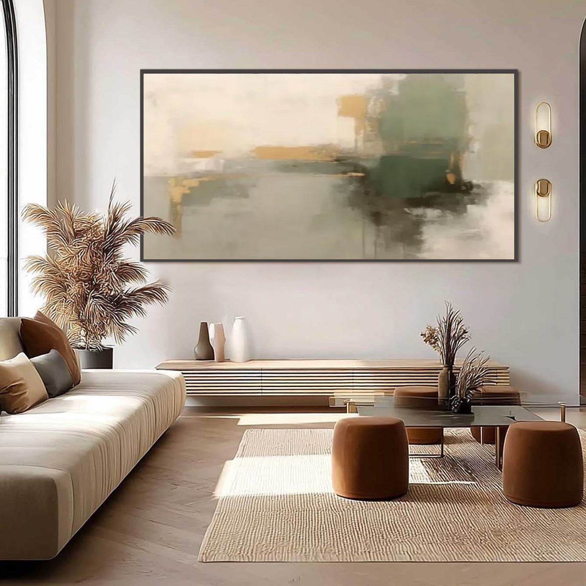 VERDANT ECHO: Wabi Sabi Abstract Landscape Painting - Image 3