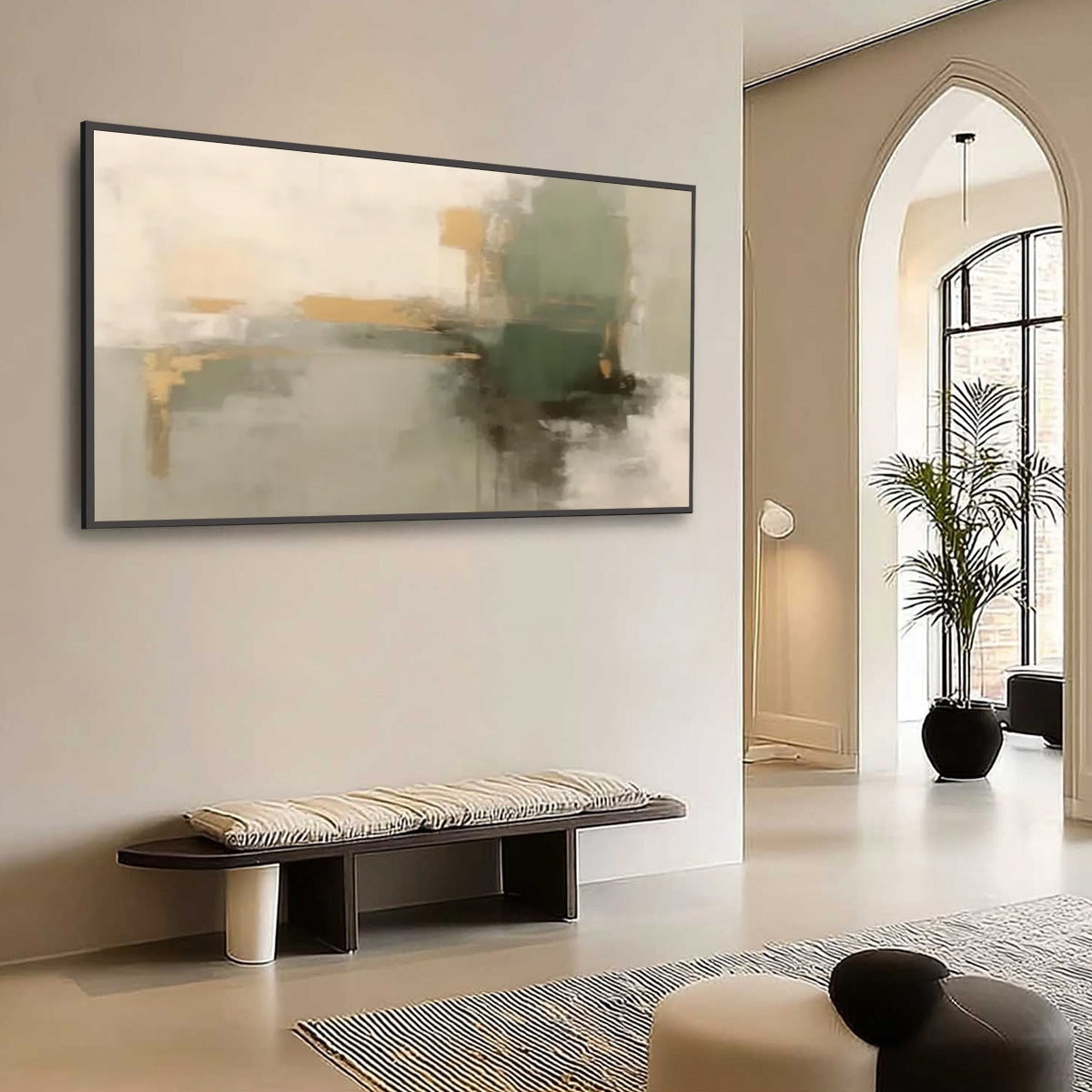 VERDANT ECHO: Wabi Sabi Abstract Landscape Painting - Image 5