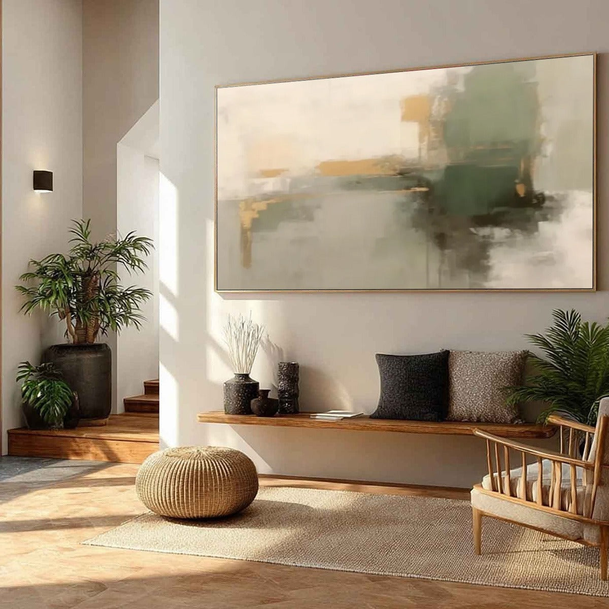 VERDANT ECHO: Wabi Sabi Abstract Landscape Painting - Image 6