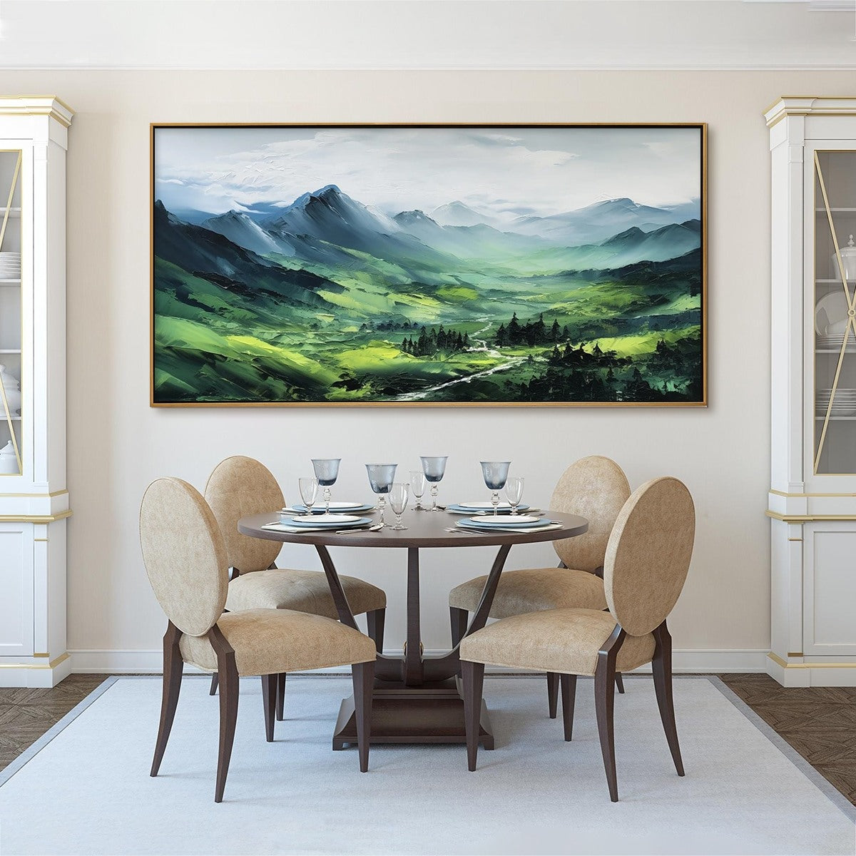 VERDANT VALLEY VISTA: Textured Abstract Landscape Oil Painting - Image 6